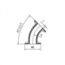 TYPE PL45ETC - PFA lined 45 degree tri-clamp fitting