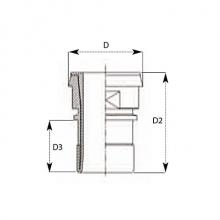 TYPE PLDF - PFA lined DIN female fitting with smooth hose shank without nut