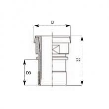 TYPE PLDF - PFA lined DIN female fitting with smooth hose shank without nut