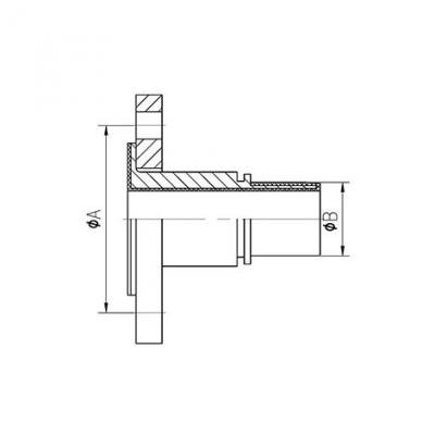 TYPE PLSL - PFA lined swivel flange with toothed hose shank