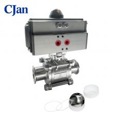 Sanitary Stainless Steel Pneumatic 3 pc Ball Valve