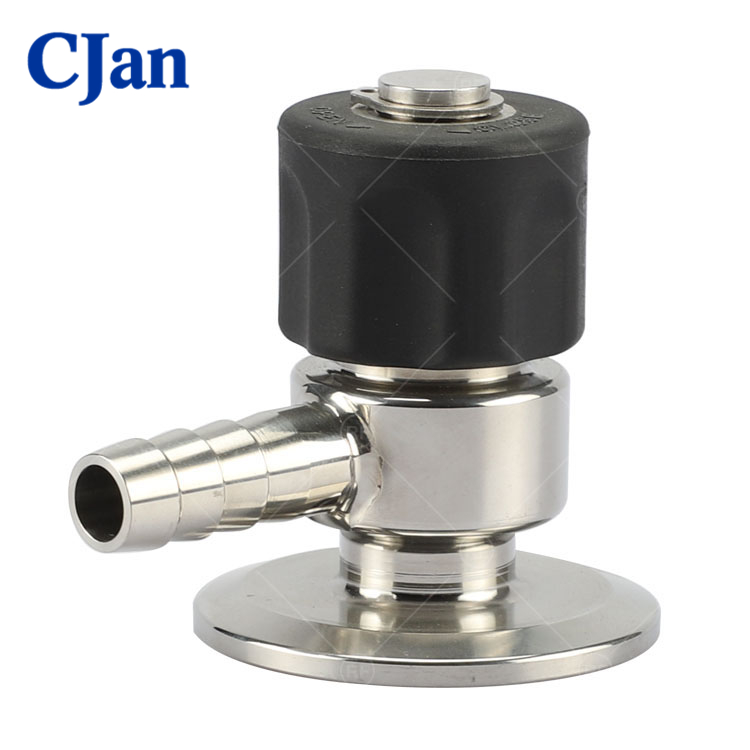 Sanitary Stainless Steel Manual Sample Valve With Black plastic handle