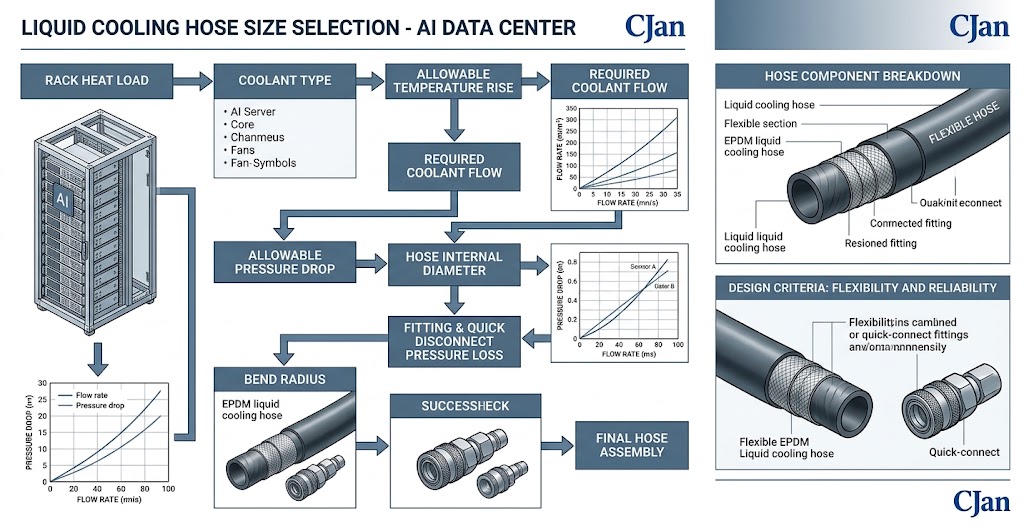 Create a visual decision process from rack heat load to final hose selection.
