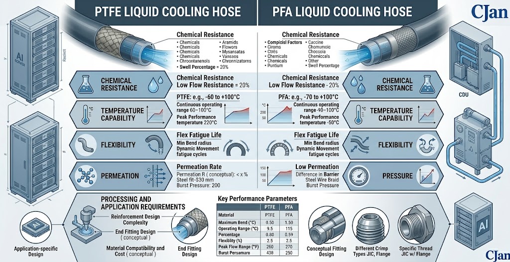 PTFE vs PFA liquid cooling hose structure comparison