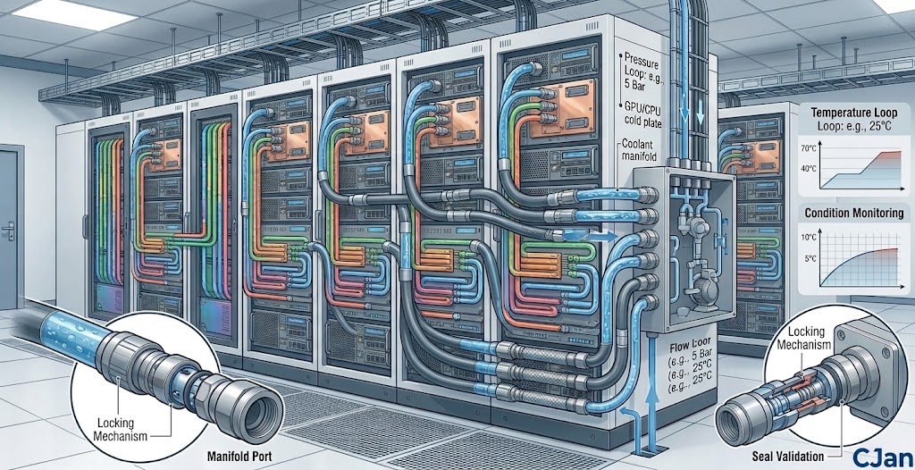 Fluoropolymer liquid cooling hose application in AI data center