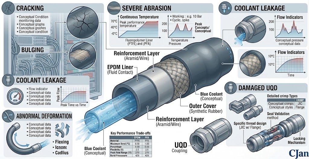 Liquid cooling hose replacement decision flow for AI data centers