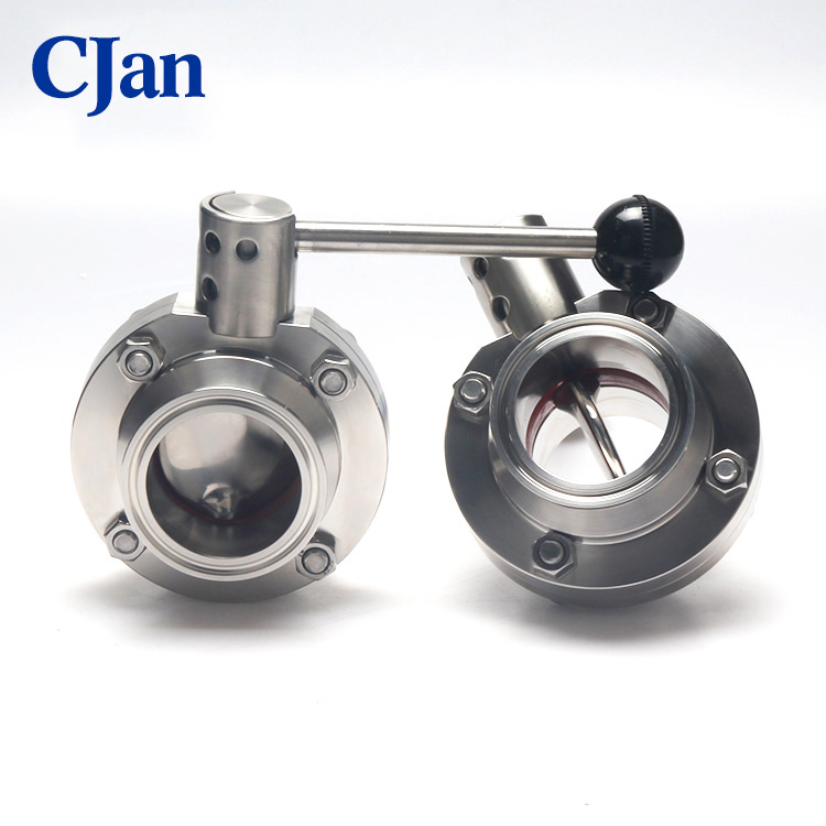 Sanitary Stainless Steel Tri Clamp Adaptor Butterfly Valve For Food Milk